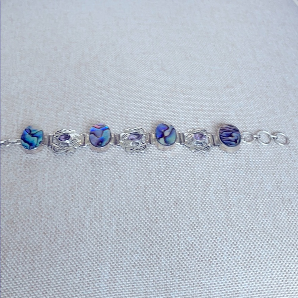 Silver plated bracelet with Purple stones